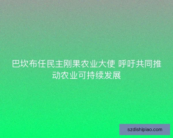 巴坎布任民主刚果农业大使 呼吁共同推动农业可持续发展