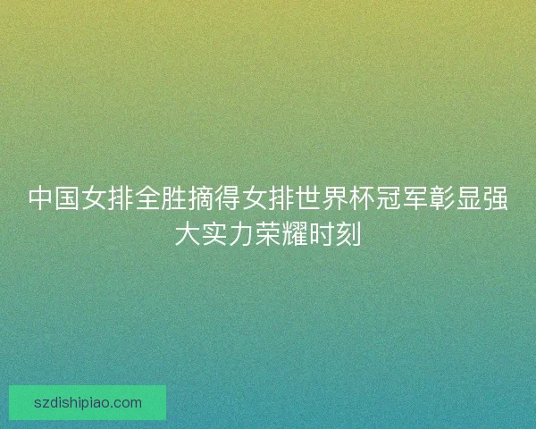 中国女排全胜摘得女排世界杯冠军彰显强大实力荣耀时刻